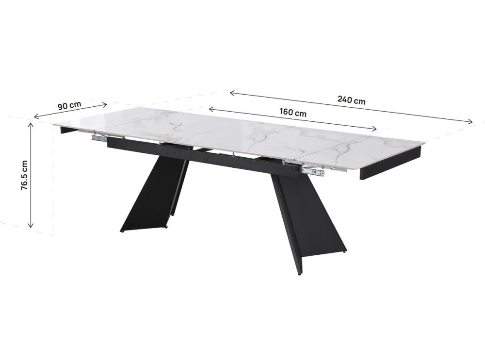 Equinoxe" extendable ceramic dining table for 6 to 10 people - Grey marbled white