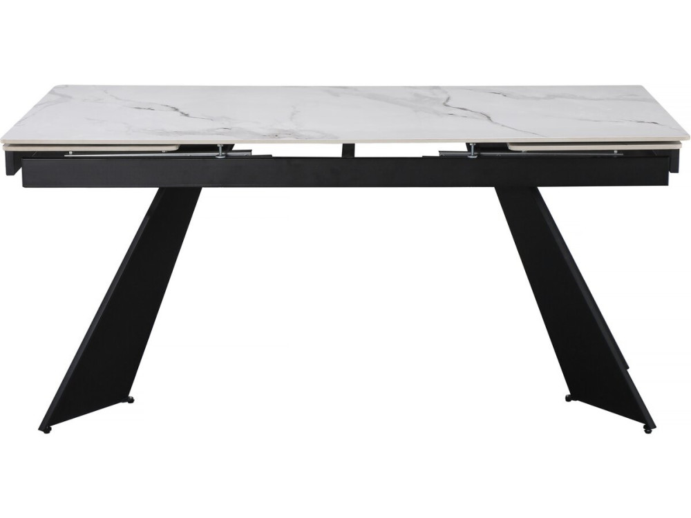 Equinoxe" extendable ceramic dining table for 6 to 10 people - Grey marbled white