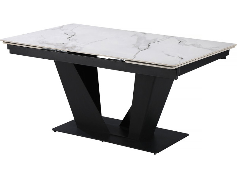Nova" extendable ceramic dining table - 160/240 cm - 6 to 10 people - Grey marbled white