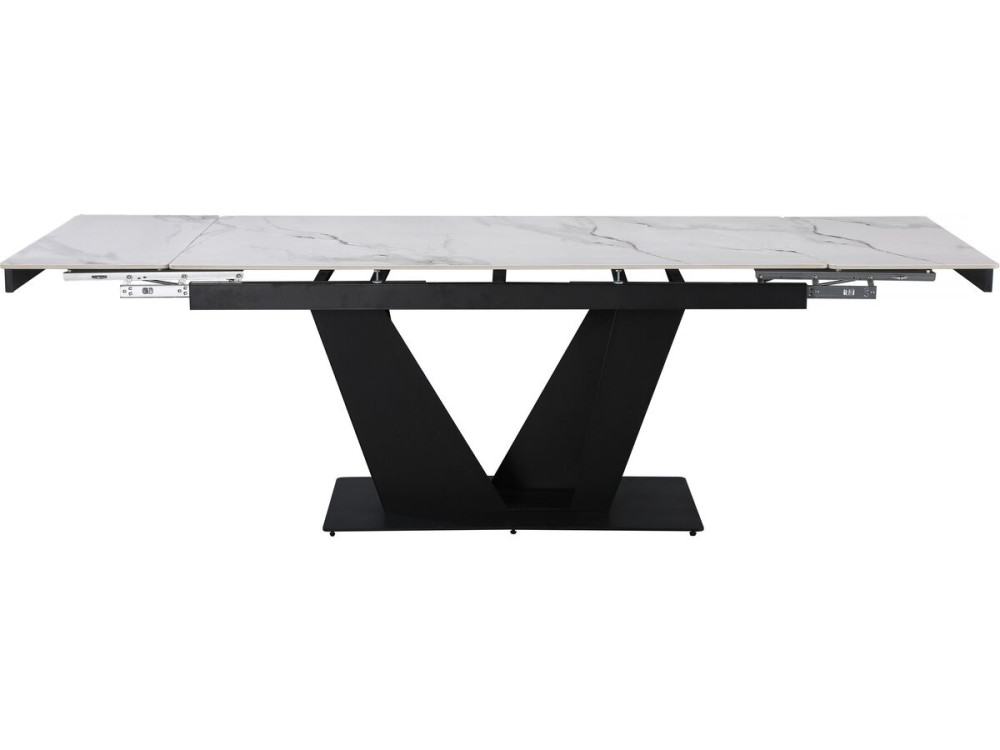 Nova" extendable ceramic dining table - 160/240 cm - 6 to 10 people - Grey marbled white