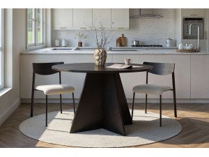 Virella" wooden dining table - 120 x 120 x 75 cm - Black wood 2