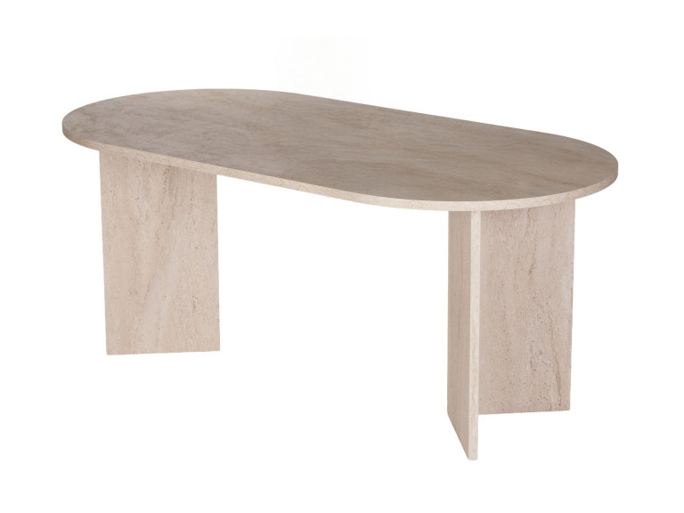 Sablin" wooden dining table - 180 x 89 x 75 cm - Travertine