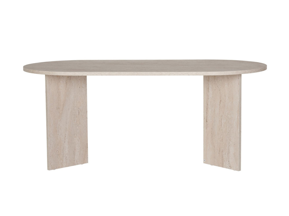 Sablin" wooden dining table - 180 x 89 x 75 cm - Travertine