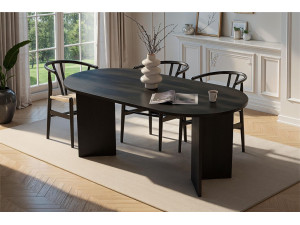 Sablin" wooden dining table - 180 x 89 x 75 cm - Black wood 2