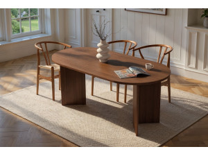 Sablin" wooden dining table - 180 x 89 x 75 cm - Walnut 2