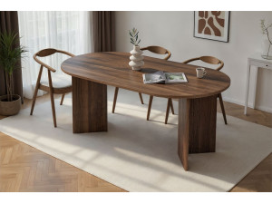 Sablin" wooden dining table 180 x 90 x 75 cm - Walnut 2