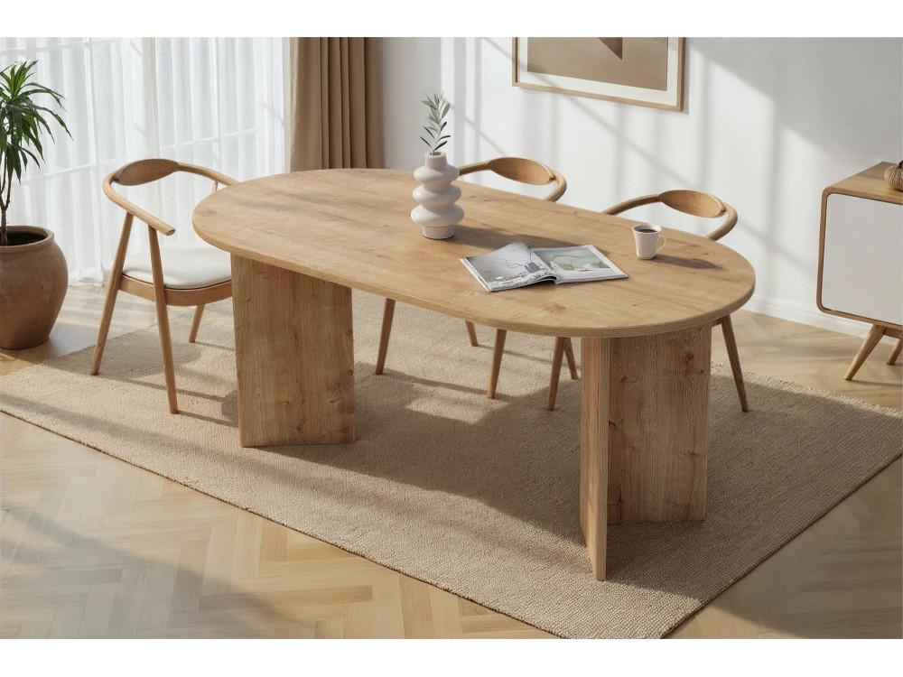 Sablin" wooden dining table 180 x 90 x 75 cm - Sapphire oak