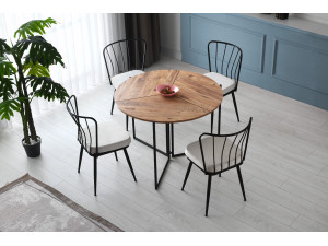Yaprak" wooden dining table - 100 x 100 x 72 cm - Atlantic pine 2
