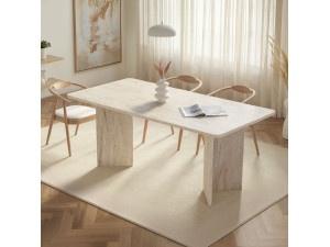 Linza" wooden dining table 180 x 90 x 75 cm - Travertine 2