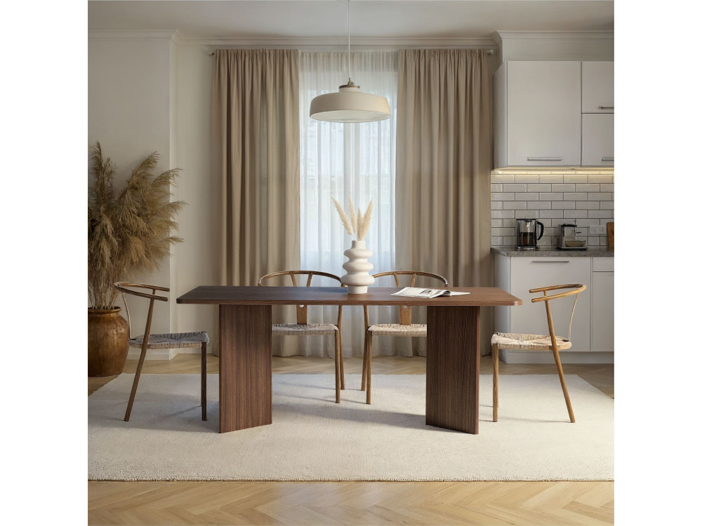 Linza" wooden dining table 180 x 90 x 75 cm - Walnut