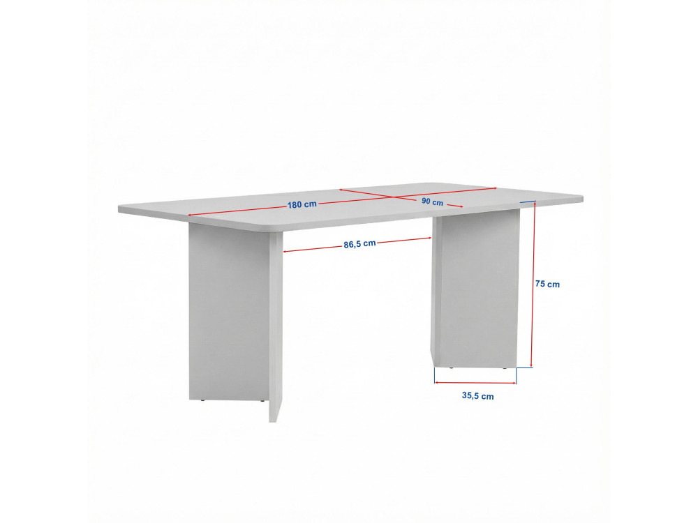 Linza" wooden dining table 180 x 90 x 75 cm - Black wood