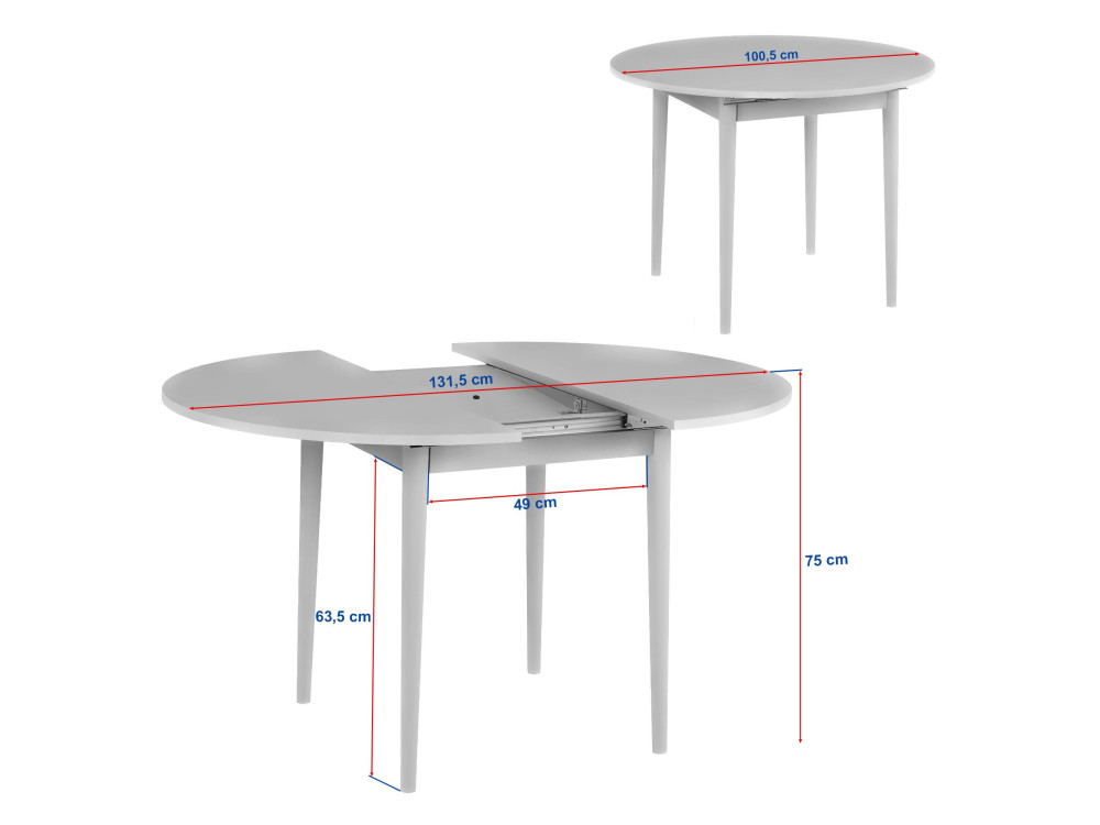 Viona" extendable wooden dining table 100 x 100 x 75 cm - Atlantic pine