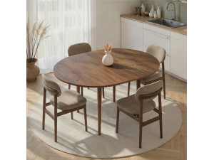 Viona" extendable wooden dining table 100 x 100 x 75 cm - Barok Walnut 2
