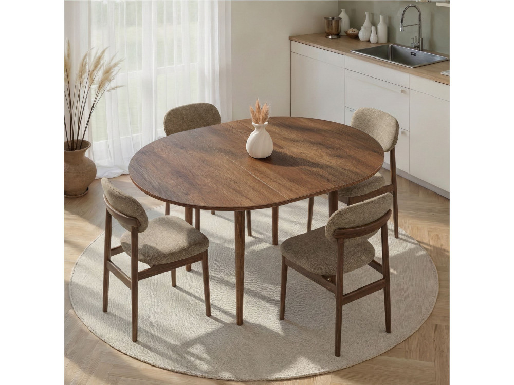Viona" extendable wooden dining table 100 x 100 x 75 cm - Barok Walnut