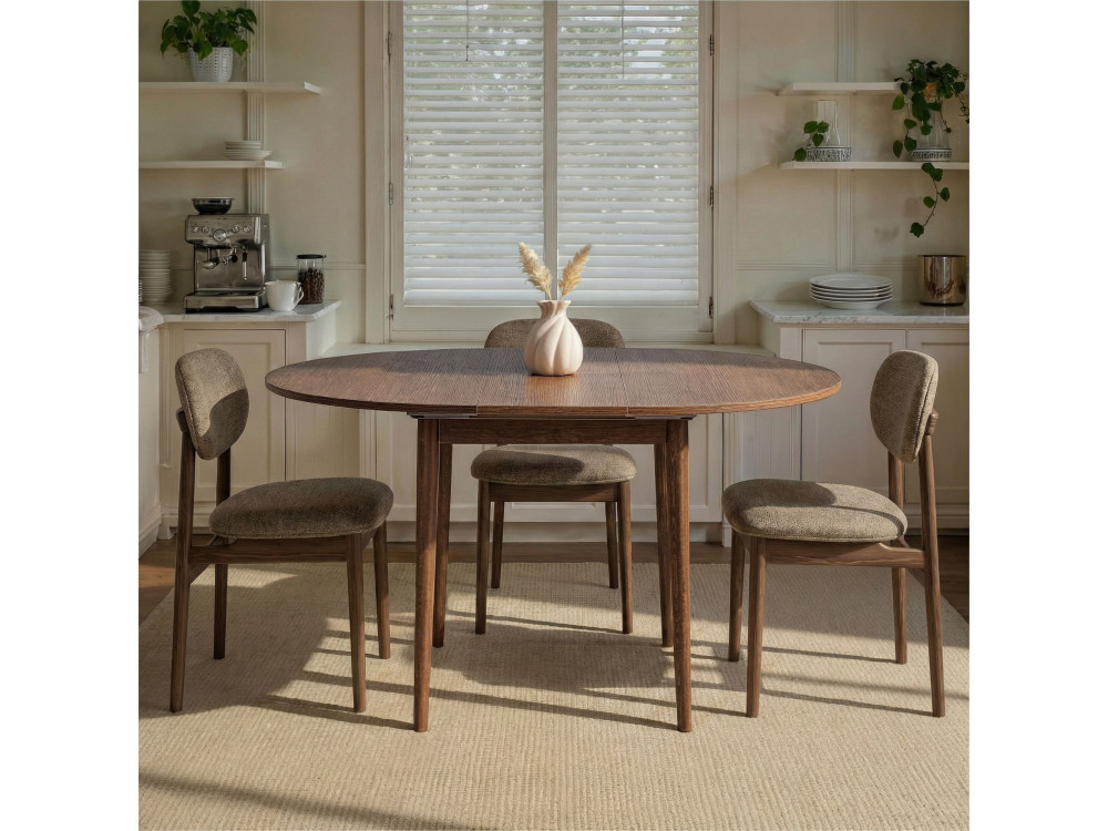 Viona" extendable wooden dining table 100 x 100 x 75 cm - Barok Walnut
