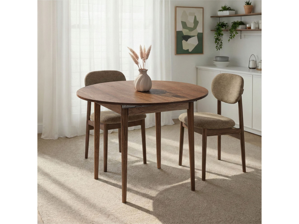 Viona" extendable wooden dining table 100 x 100 x 75 cm - Barok Walnut