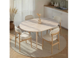 Viona" extendable wooden dining table 100 x 100 x 75 cm - Travertine 2