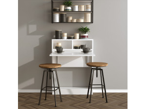 Bracked" folding wooden dining table - 70 x 15 x 96 cm - White 2