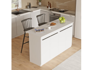 Lark" wooden kitchen table - 160 x 60 x 90 cm - White 2