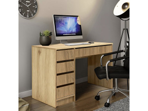 Malika" 5-drawer wooden desk - 120 x 75 x 55 cm - Brown 2