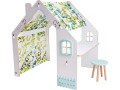 Bianelli wooden children's playhouse with desk - 114 x 93 x 120 cm - White / Pink - White / Mint