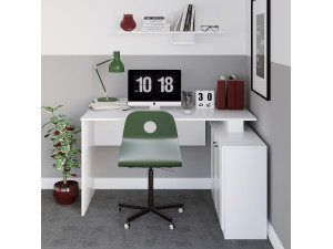 Basak" wooden desk - 130 x 60 x 74 cm - White 2