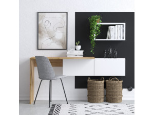 Tiff" wooden desk - 145 x 45 x 74 cm - White oak 2
