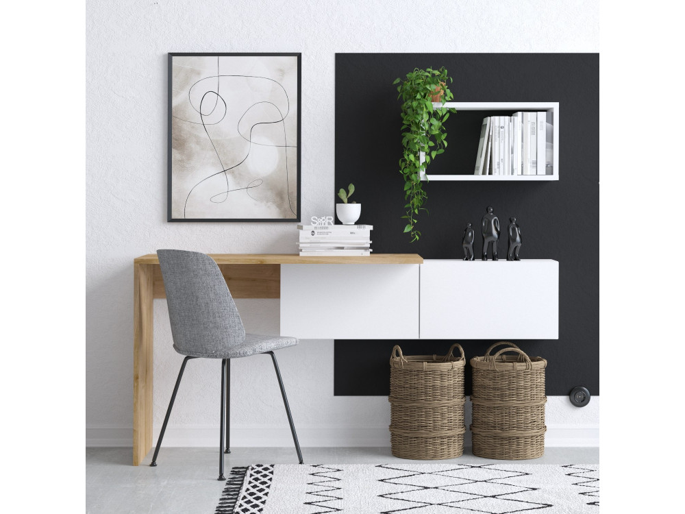 Tiff" wooden desk - 145 x 45 x 74 cm - White oak