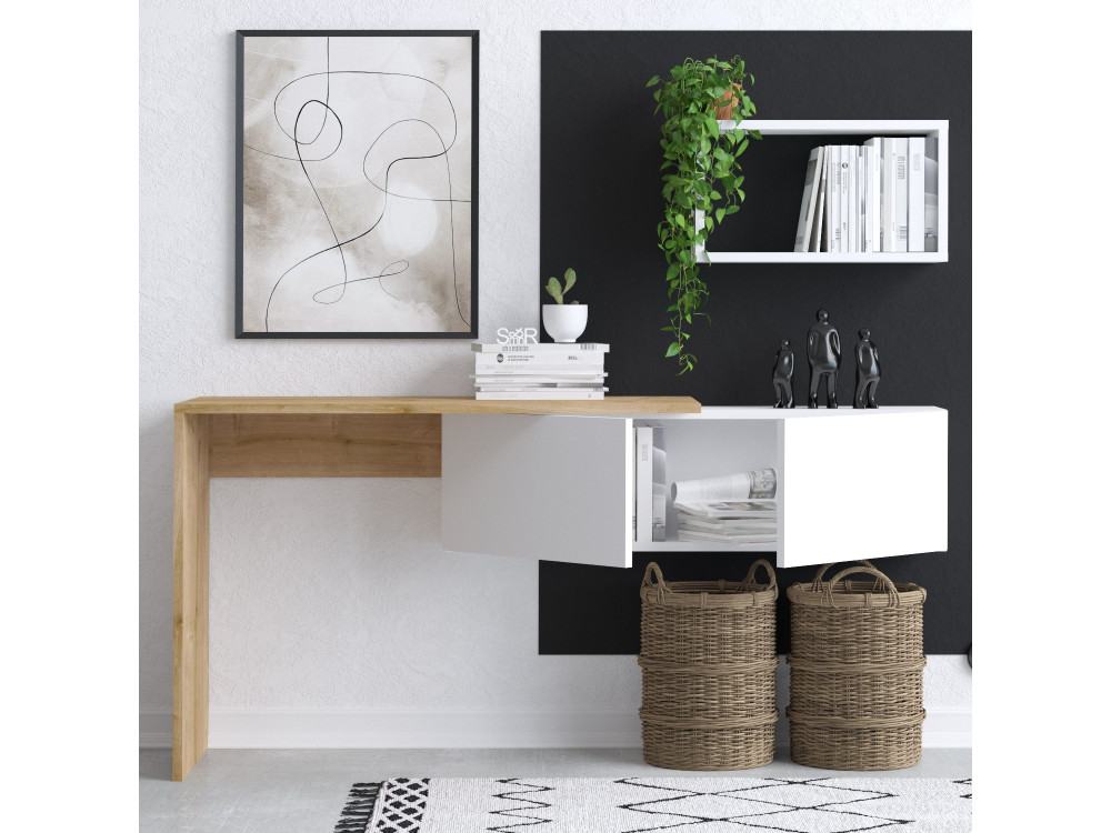 Tiff" wooden desk - 145 x 45 x 74 cm - White oak