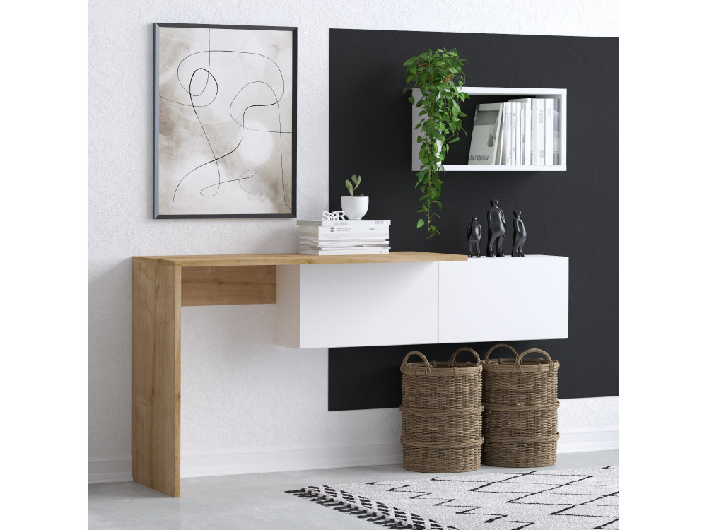 Tiff" wooden desk - 145 x 45 x 74 cm - White oak