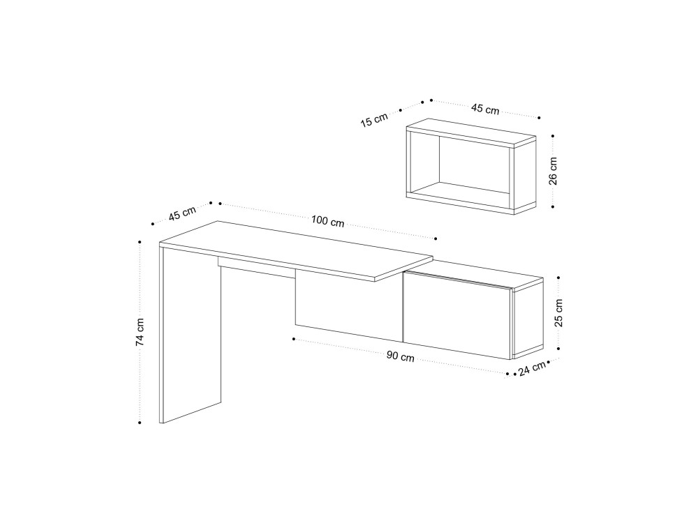 Tiff" wooden desk - 145 x 45 x 74 cm - White oak
