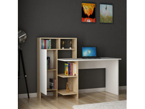 Bugra" wooden desk - 135 x 60 x 111 cm - White 2