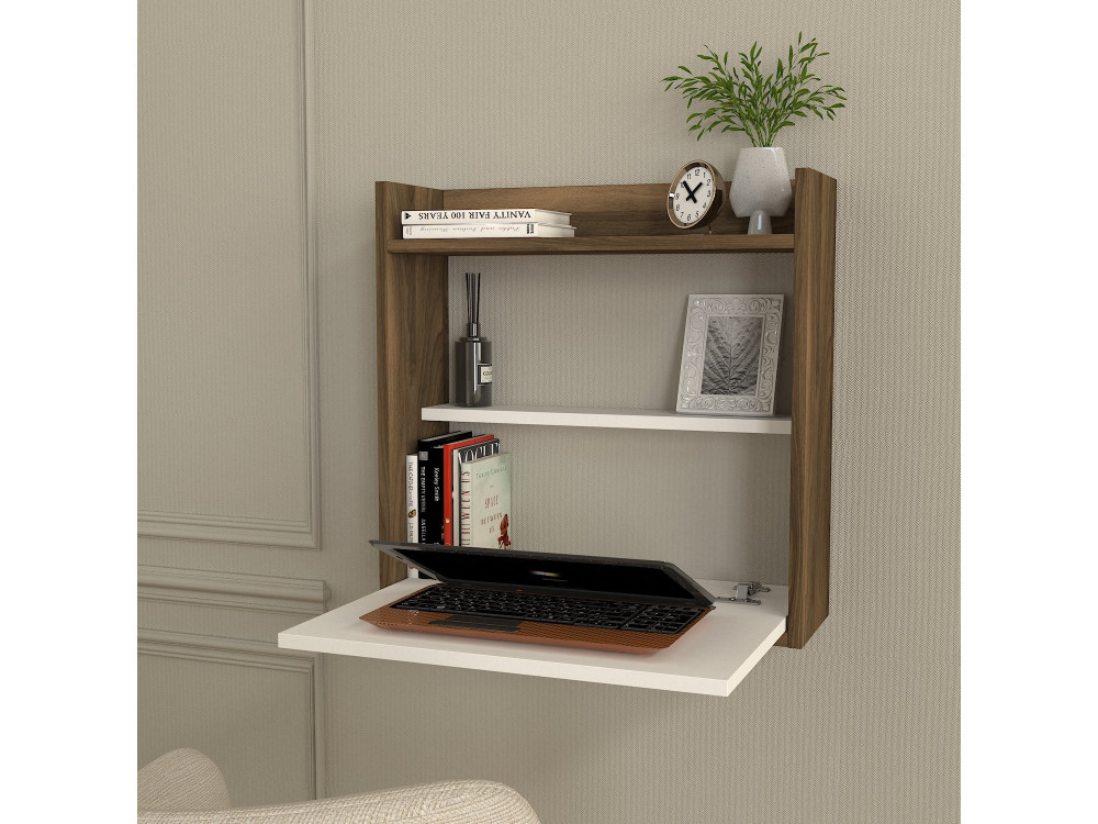 Laptop" wooden desk - 60 x 19 x 60 cm - White, Walnut