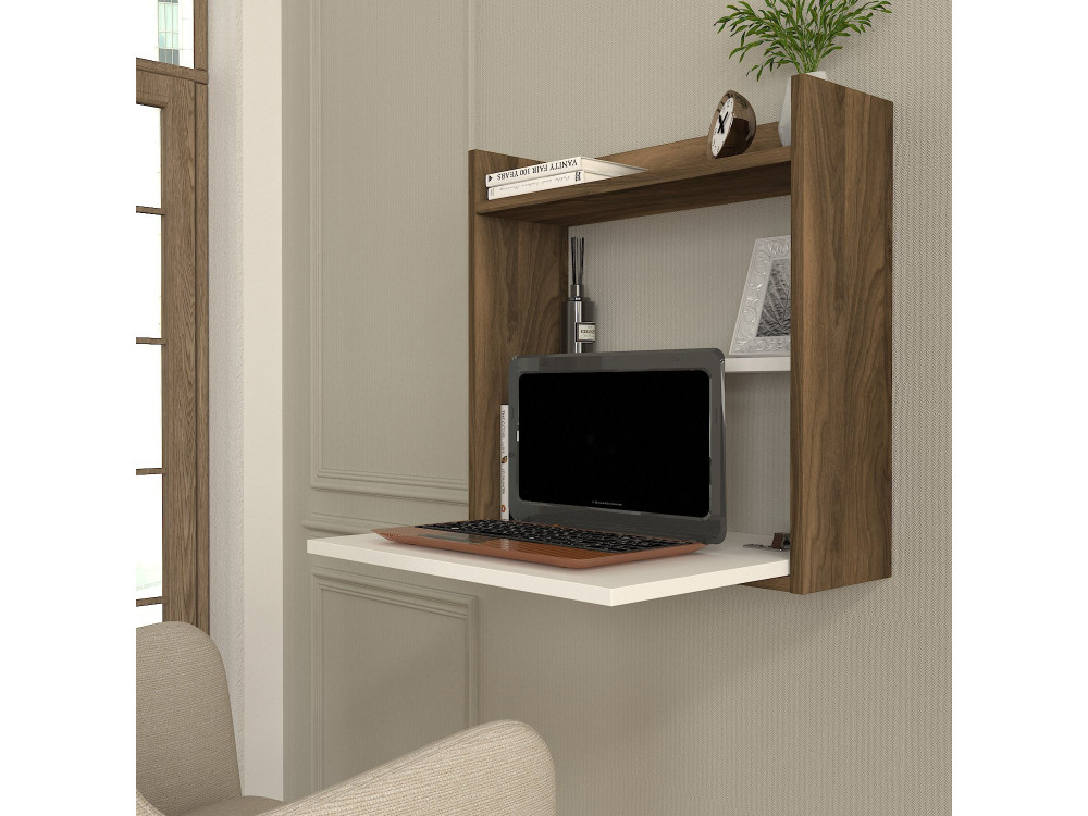 Laptop" wooden desk - 60 x 19 x 60 cm - White, Walnut
