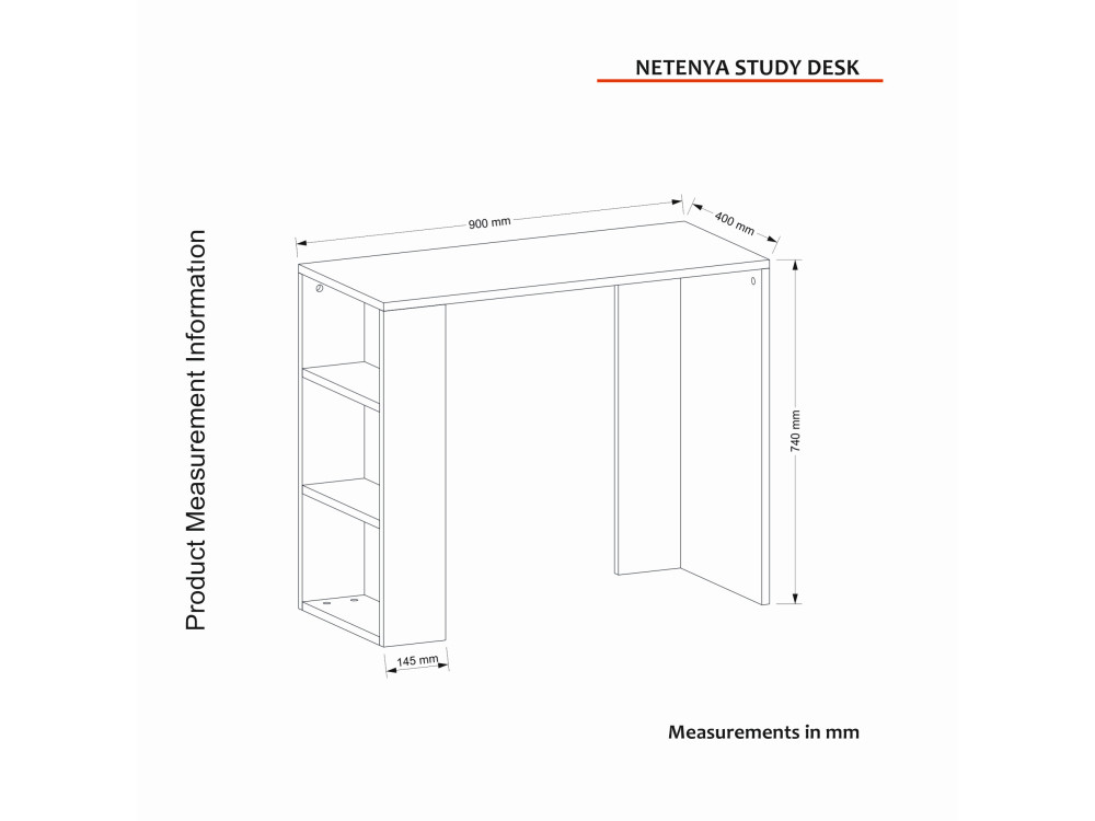 Netenya" wooden desk - 90 x 40 x 74 cm - White