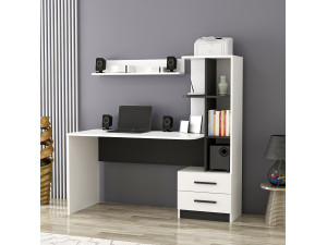 Alaska" wooden desk - 146 x 60 x 142 cm - White, Black 2