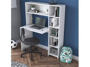 Haham" wooden desk 113 x 40 x 142 cm - White 2