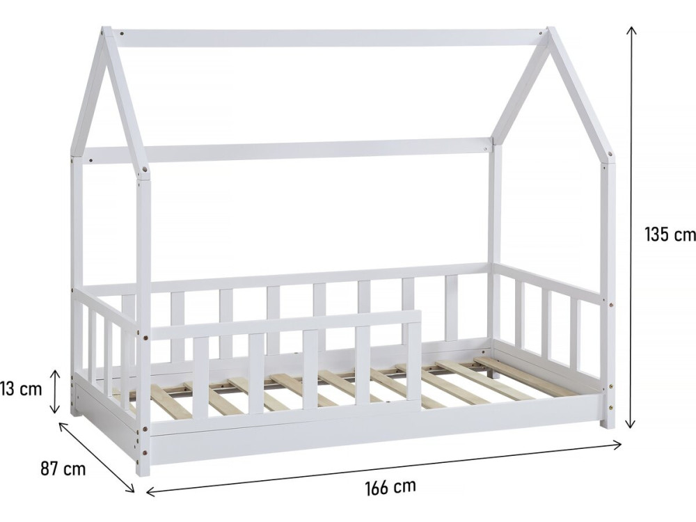 Charlotte wooden cabin bed - White - 80 x 160 cm