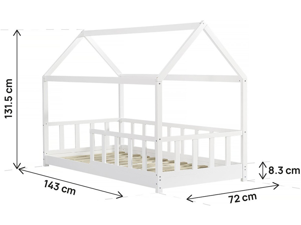 Mila" children's hut bed - 90 x 190 cm - White