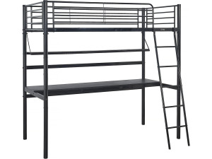 Alona loft bed with desk - 90 x 190 cm - Black