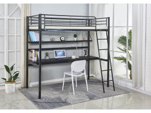Alona loft bed with desk - 90 x 190 cm - Black 2