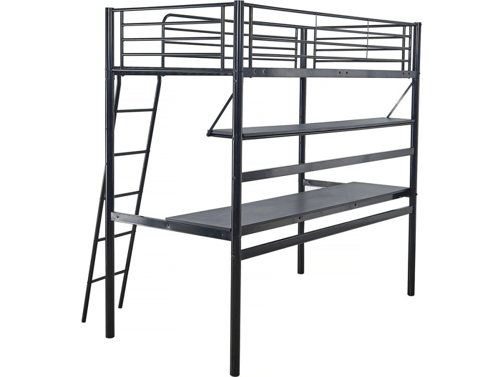 Alona loft bed with desk - 90 x 190 cm - Black