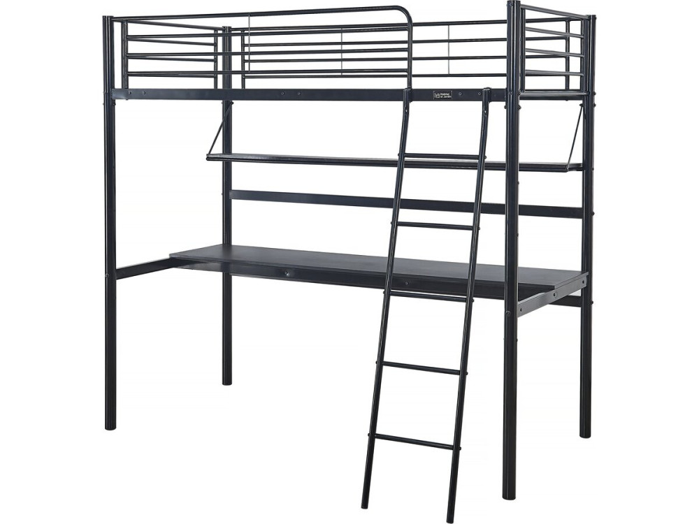 Alona loft bed with desk - 90 x 190 cm - Black