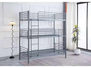 HAVIN Triple Metal Bunk Bed - 90 x 190 cm - Grey 2