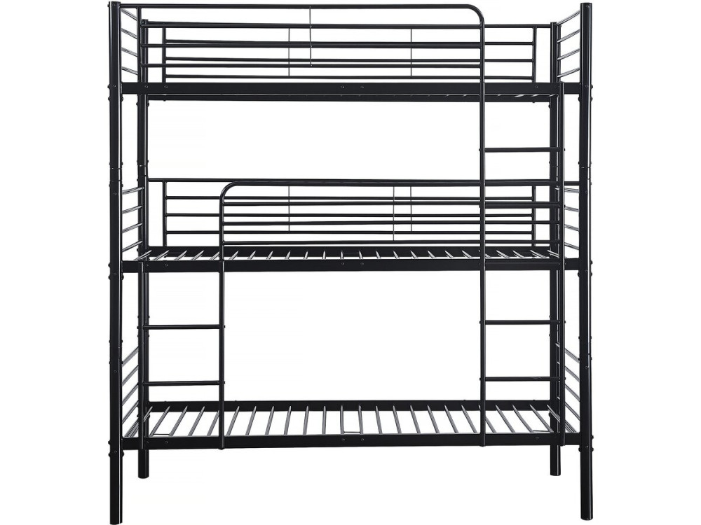 HAVIN Triple Metal Bunk Bed - 90 x 190 cm - Black