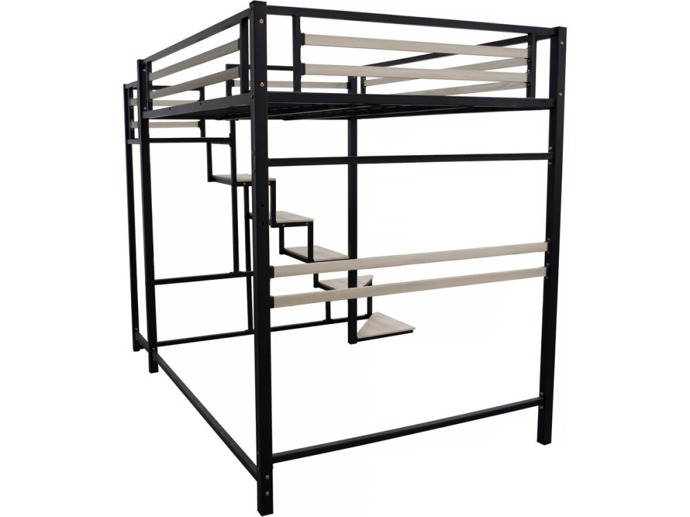 LENA metal loft bed with staircase - 140 x 200 cm - black