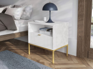 Tunis" wooden bedside table - White 2