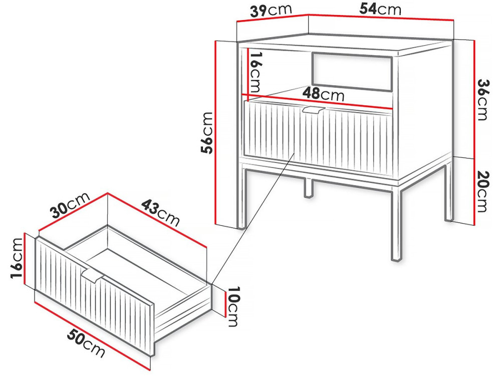 Tunis" wooden bedside table - White