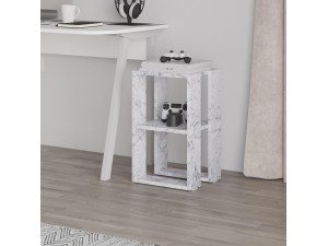 Lonie" wooden bedside table 30 x 30 x 55 cm - Carrara marble 2