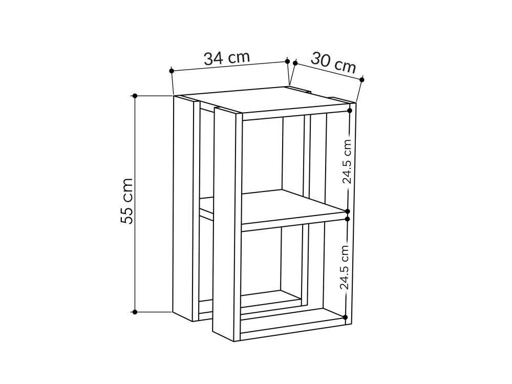Lonie" wooden bedside table 30 x 30 x 55 cm - White